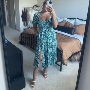 Abercrombie Green Floral Midi Dress
